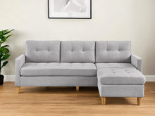 Load image into Gallery viewer, Polyester Blend Sofa With Ottoman With Natural Legs - Light Gray