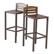 Load image into Gallery viewer, Outdoor Barstool With Slat Panel Design (Set of 2) - Dark Brown