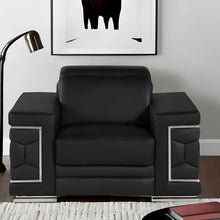 Load image into Gallery viewer, Genuine Leather Club Chair - Black And Silver