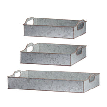 Load image into Gallery viewer, Decorative Galvanized Nesting Trays (Set of 3) - Gray