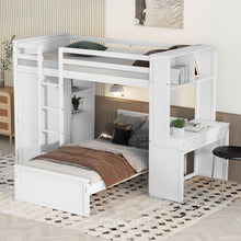 Load image into Gallery viewer, Loft Bed With A Stand Alone Bed, Shelves, Desk, And Wardrobe