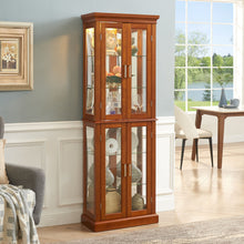 Load image into Gallery viewer, Curio Cabinet Lighted Curio Diapaly Cabinet With Adjustable Shelves And Mirrored Back Panel, Tempered Glass Doors (6 Tier), (E26 Light Bulb Not Included)