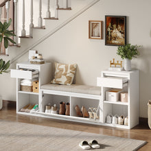 Load image into Gallery viewer, Entryway Storage Bench With Cushion, Drawers &amp; Open Shelves
