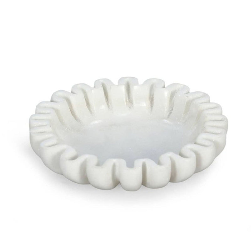 Marble Handmade Scalloped Trinket Tray - White