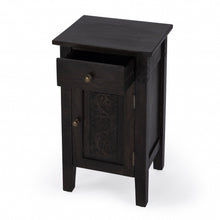 Load image into Gallery viewer, Solid Wood End Table With Door And Drawer - Dark Brown
