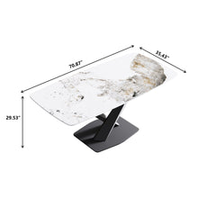 Load image into Gallery viewer, Modern Artificial Stone Pandora White Curved Metal Leg Dining Table, Can Accommodate 6-8 People - Antique White
