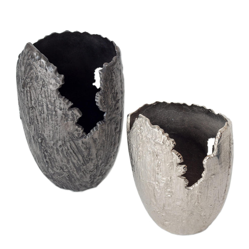 Metal Round Table Vase - Gray