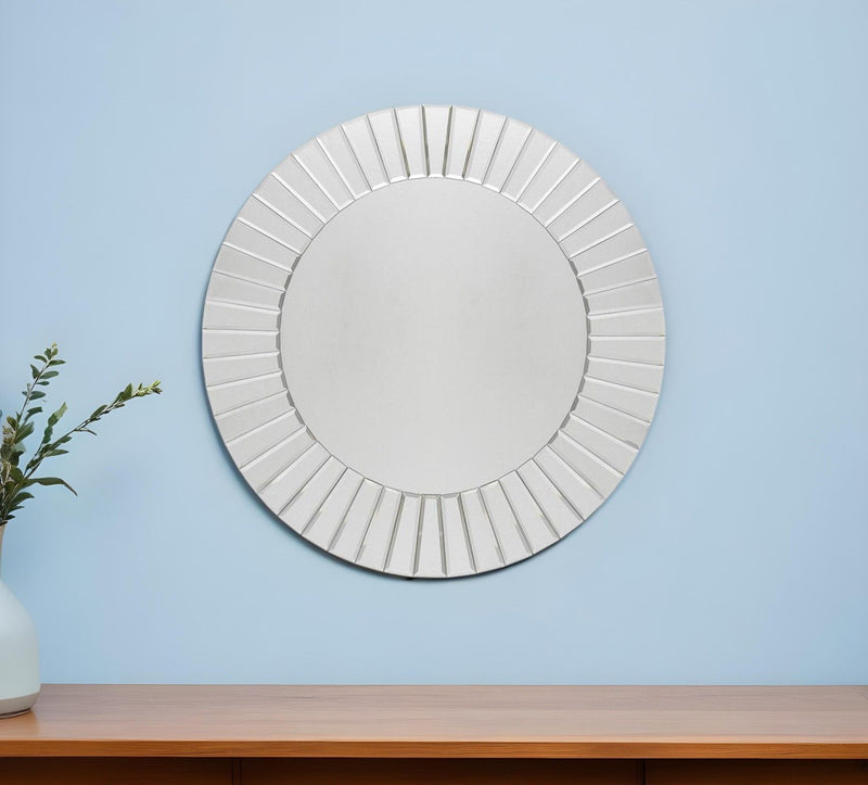 24" Round Beveled Glass Framed Accent Mirror - Clear
