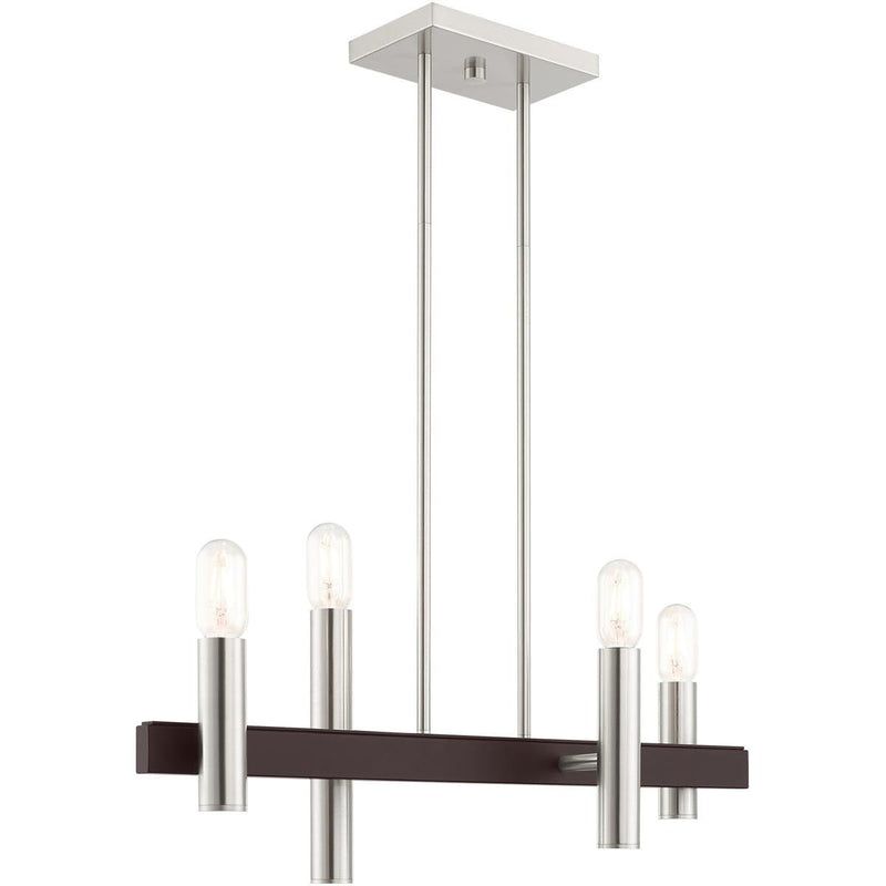 24'' Four Light Dimmable Chandelier With Shades - Bronze