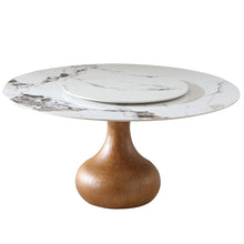 Load image into Gallery viewer, Round Dining Table 53" With Lazy Susan - Walnut / White

