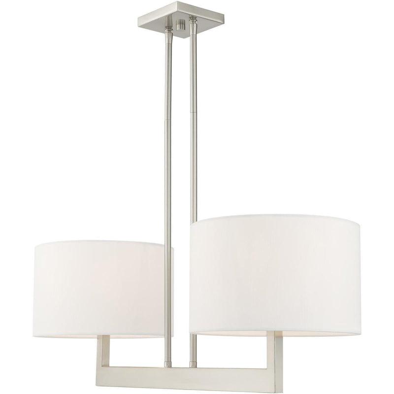 22" Two Light Dimmable Chandelier With Shades - Nickel