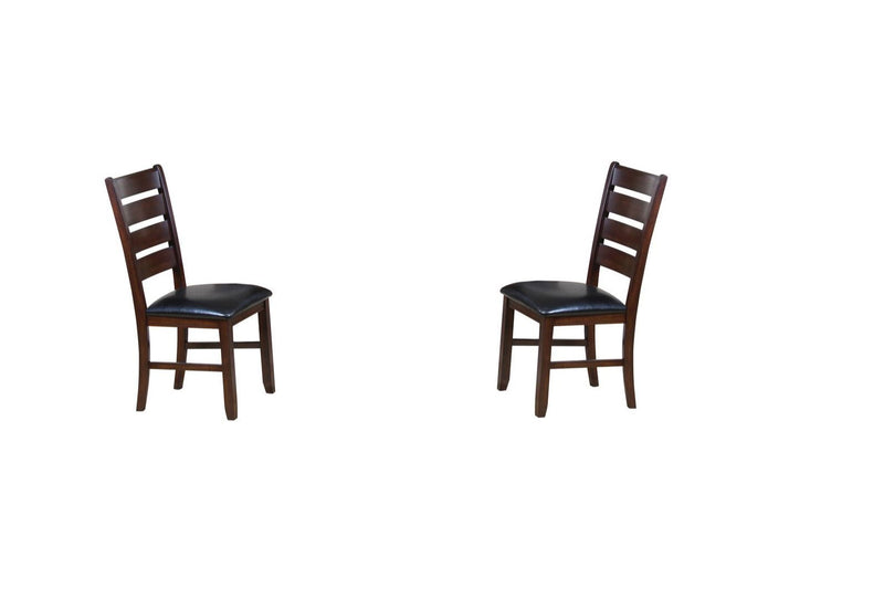Upholstered Faux Leather Ladder Back Dining Side Chairs (Set of 2) - Espresso