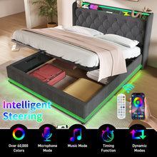 Load image into Gallery viewer, Upholstered Bed, 360 Surround LED Function, Remote Control, Hydraulic Storage Bed With USB, Type-C Charging (Without Mattress)
