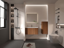 Load image into Gallery viewer, Striped Walnut Bathroom Floating Side Cabinet, Wall-Mounted Storage Cabinet For Small Spaces - Walnut
