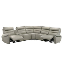 Load image into Gallery viewer, Jayke - Power Motion Sectional Sofa - Light Gray Top Grain Leather Match
