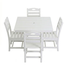 Load image into Gallery viewer, Outdoor Patio Dining Set, Square Table With Umbrella Hole And Armless Chairs
