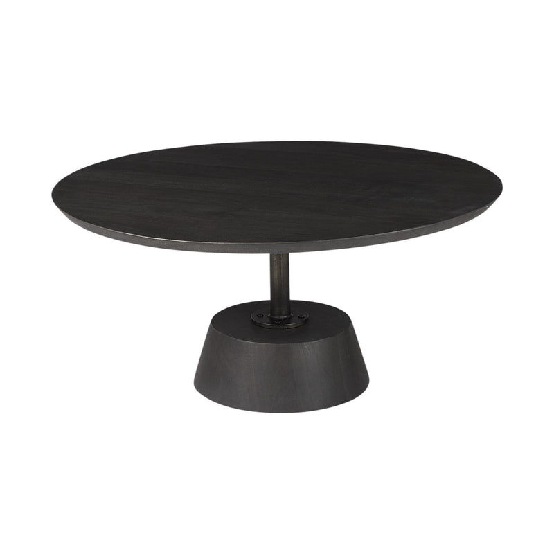 Wooden Pedestal Base Coffee Table - Black