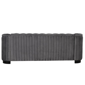 82" Mid Century Modern Sofa with Rubber Wood Legs,Velvet Upholstered Sofa Couch,Sofa with Thick Removable Seat Cushion, 3 Seater Sofa Couch for Living Room,Gray