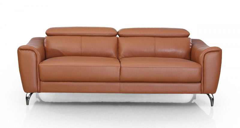 Urban Leather Adjustable Headrest Sofa - Brown