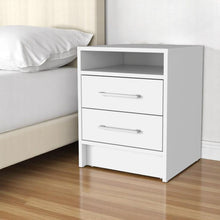 Load image into Gallery viewer, Two Drawers Faux Wood Nightstand - White
