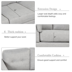 97.2" Modern Linen Fabric Sofa, L-Shape Couch with Chaise Lounge,Sectional Sofa with one Lumbar Pad,Gray