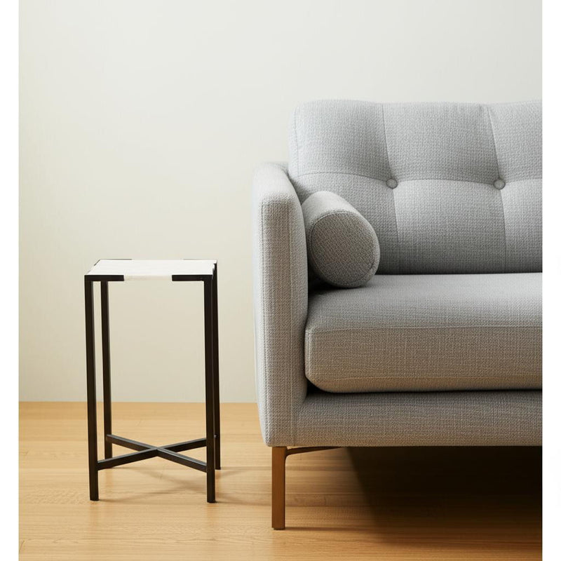 24" Marble End Table - Black