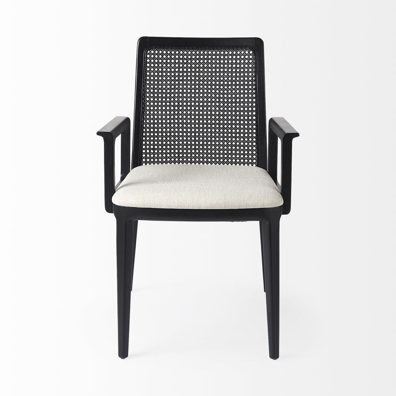 Upholstered Fabric Dining Arm Chair - Cream