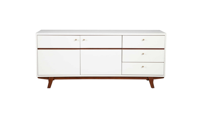 Mahogany Solids And Veneer Cabinet Enclosed Storage TV Stand - White