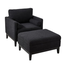 Load image into Gallery viewer, Farmhouse Upholstered Accent Chair With Ottoman, Reversible Lid Coffee Table
