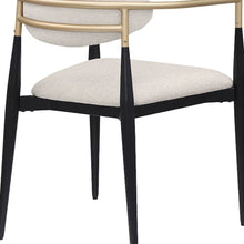 Load image into Gallery viewer, Fabric Partially Open Back Dining Arm Chairs (Set of 2) - Beige / Gold / Black
