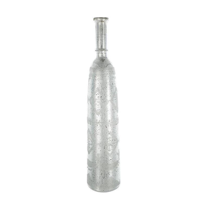 Floral Bottle Table Vase (574272) - Antiqued Silver
