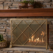 Load image into Gallery viewer, Minimalist Single Panel Iron Fireplace Screen With Diamond Design
