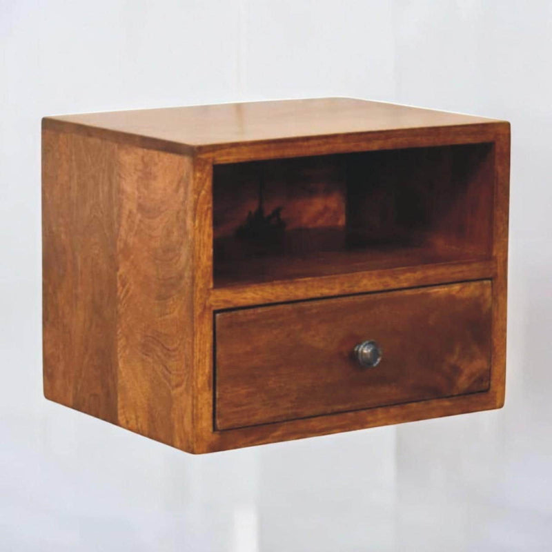 12'' Solid Wood One Drawer Floating Nightstand - Chestnut