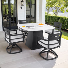 Load image into Gallery viewer, Outdoor Patio Dining Set, Squircle Dining Table, Dining Chairs With Sunbrella Cushions
