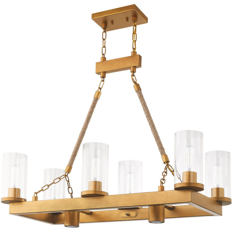 30" Eight Light Dimmable Chandelier With Shades - Gold