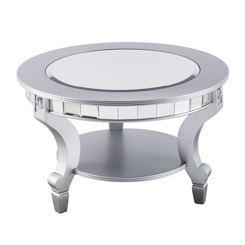 Mirrored Metal Round Mirrored Coffee Table - Silver