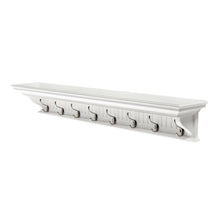 Load image into Gallery viewer, 51" Solid Wood Eight Hook Wall Mount Coat Rack - White
