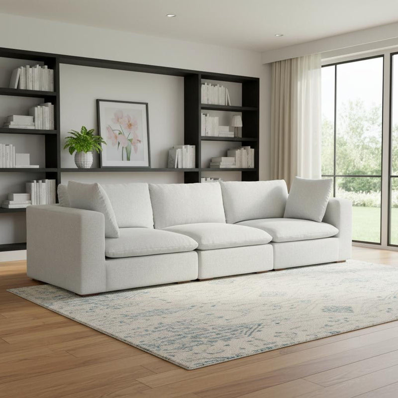 125" Modular Fabric Sofa With Brown Legs - Gray