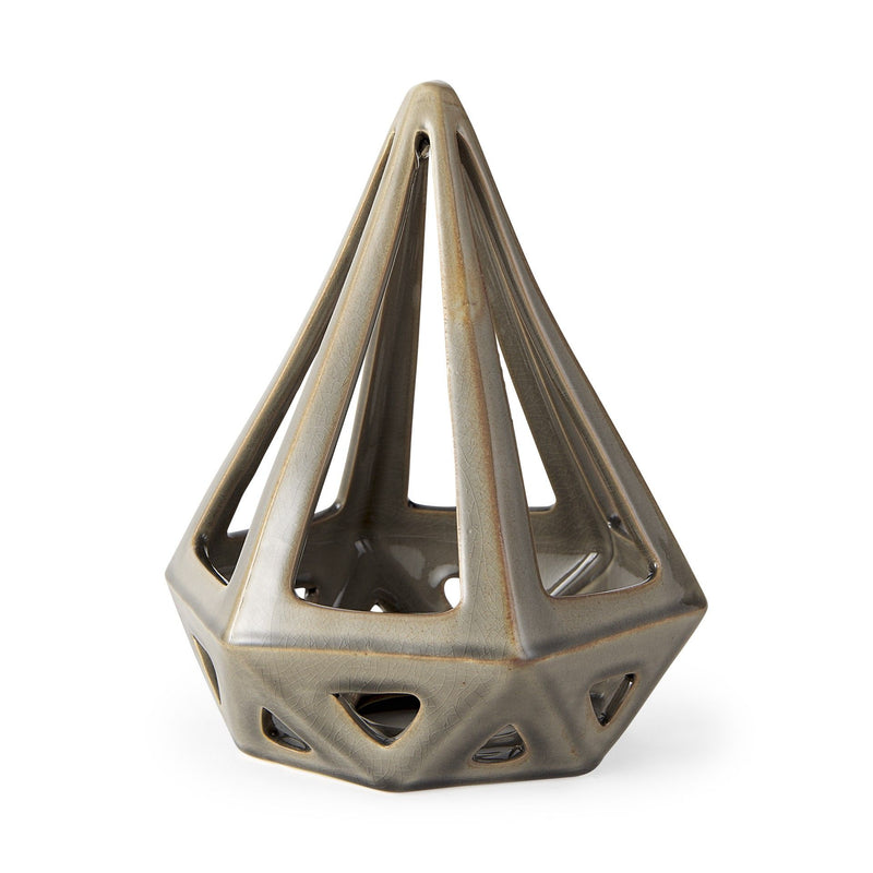 Crackle Glaze Conical Sculpture - Khaki