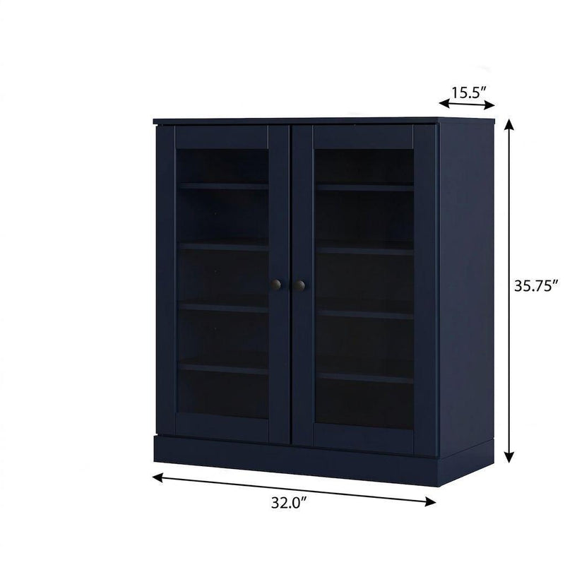 Twenty Pair Solid Woodshoe Storage Cabinet (752340) - Navy Blue