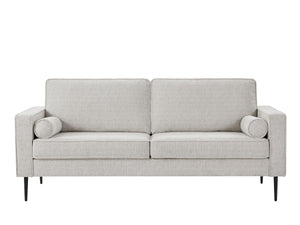 Living Room Upholstered Sofa with high-tech Fabric Surface/ Chesterfield Tufted Fabric Sofa Couch, Large-White.