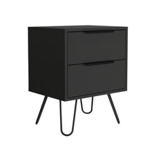 Load image into Gallery viewer, 17.7" x 13.7" x 22.4" Two Drawer Faux Wood Nightstand - Black
