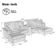 Load image into Gallery viewer, Modern U-Shaped Sectional Sofa With Storage Ottomans
