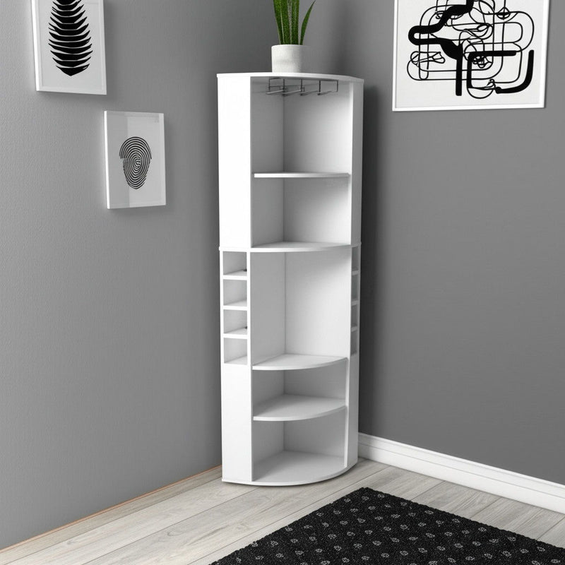 71" Wood Corner Bar Cabinet - White