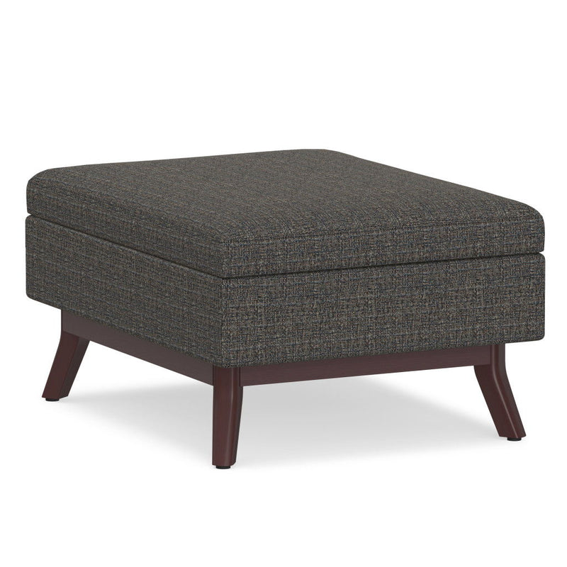 34" Ebony Fabric Cocktail Ottoman With Storage - Brown
