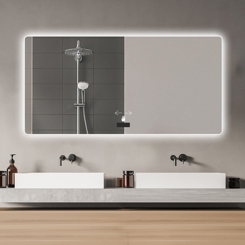 48" Round Lighted Frameless Bathroom Vanity Mirror - Silver