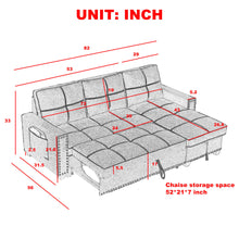 Load image into Gallery viewer, [Video] MH 82&quot; Sleeper Sofa Bed Reversible Sectional Couch with Storage Chaise and Side storage bag for Living Room Furniture Set, silver rivets on both hands
