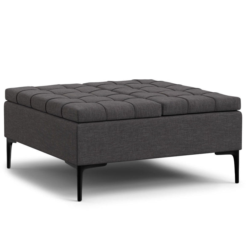 36" Upholstery Storage Ottoman - Black / Slate Gray