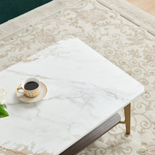 Load image into Gallery viewer, Coffee Table Rectangular Center Table For Living Room Open Space Side Table With Metal Frame - Golden / White
