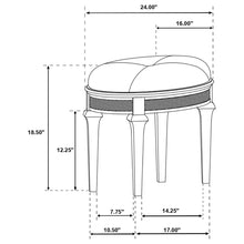 Load image into Gallery viewer, Colwood - Upholstered Oval Vanity Stool With Glitter Trim Seat - Silver Gray
